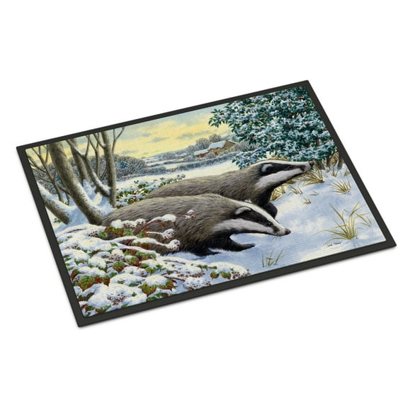 Carolines Treasures ASA2183MAT Winter Badgers Door Mat Indoor Rug or Outdoor Welcome Mat 18x27 Doormat  27"L x 18"W