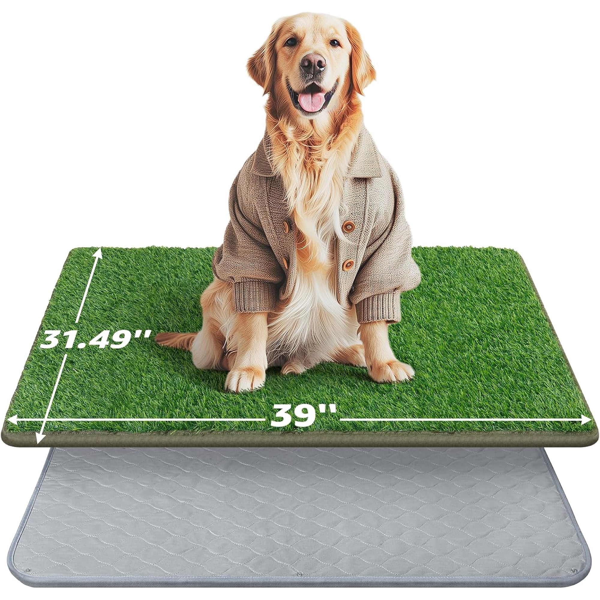 Dog Grass Mat with Pee Pad: Artificial Indoor Grass Potty Training Pads for Dogs Doggies Washable,Reusable Puppy Pads Leakproof on Outdoor Patio Balcony Apartment(39x31.49'')