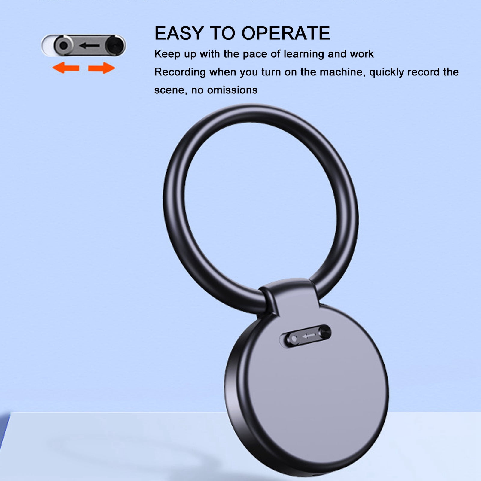 Voice Activated Recorder, HD Noise Reduction Keyring Design Mini MP3 Recorder, Mini MP3 Recorder, HD Pocket Recorder For Study Meeting Interview