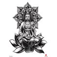 thumbnail image 1 of black Buddha lotus large 8.25" temporary arm tattoo, 1 of 4
