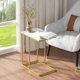 thumbnail image 5 of Wisfor Round Marble Side Table: 2 Tier Small Sintered Stone Tabletop Bedside Table with Black Metal Frame Modern Sofa End Table for Home Corner Living Room Bedroom, 5 of 7