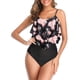 thumbnail image 2 of Lucakuins Traje de baño Switmsuit Bikini Set para mujer Trajes de baño de una pieza Top Ruffled Racerback con parte inferior de talle alto Tankini Set Lucakuins moda, 2 of 3