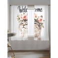 thumbnail image 5 of Watercolor Cat Sheer Curtains 2 Panels Set Garland Welcome Lihgt Filtering Rod Pocket Voile Drape, Semi Sheer Window Curtains for Bedroom Living Room, 52"x63", 5 of 5