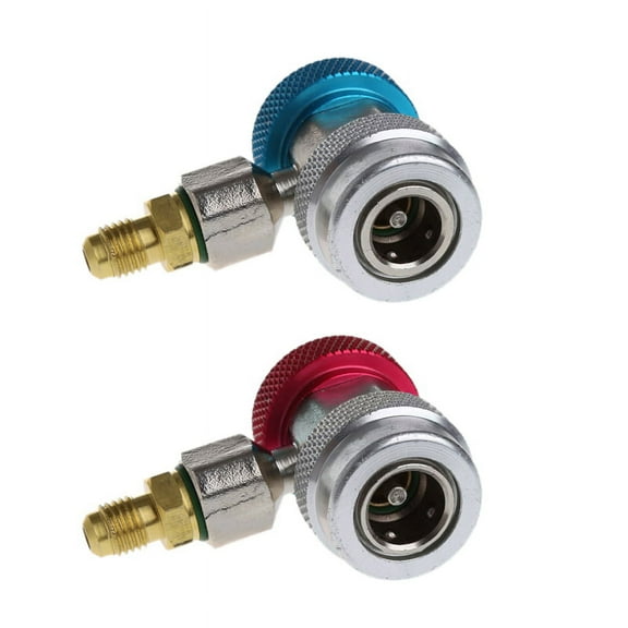 2Pcs Car Auto Freon R134A Quick Coupler Adapters Air Conditioning Refrigerant Adjustable A/C Manifold Gauge