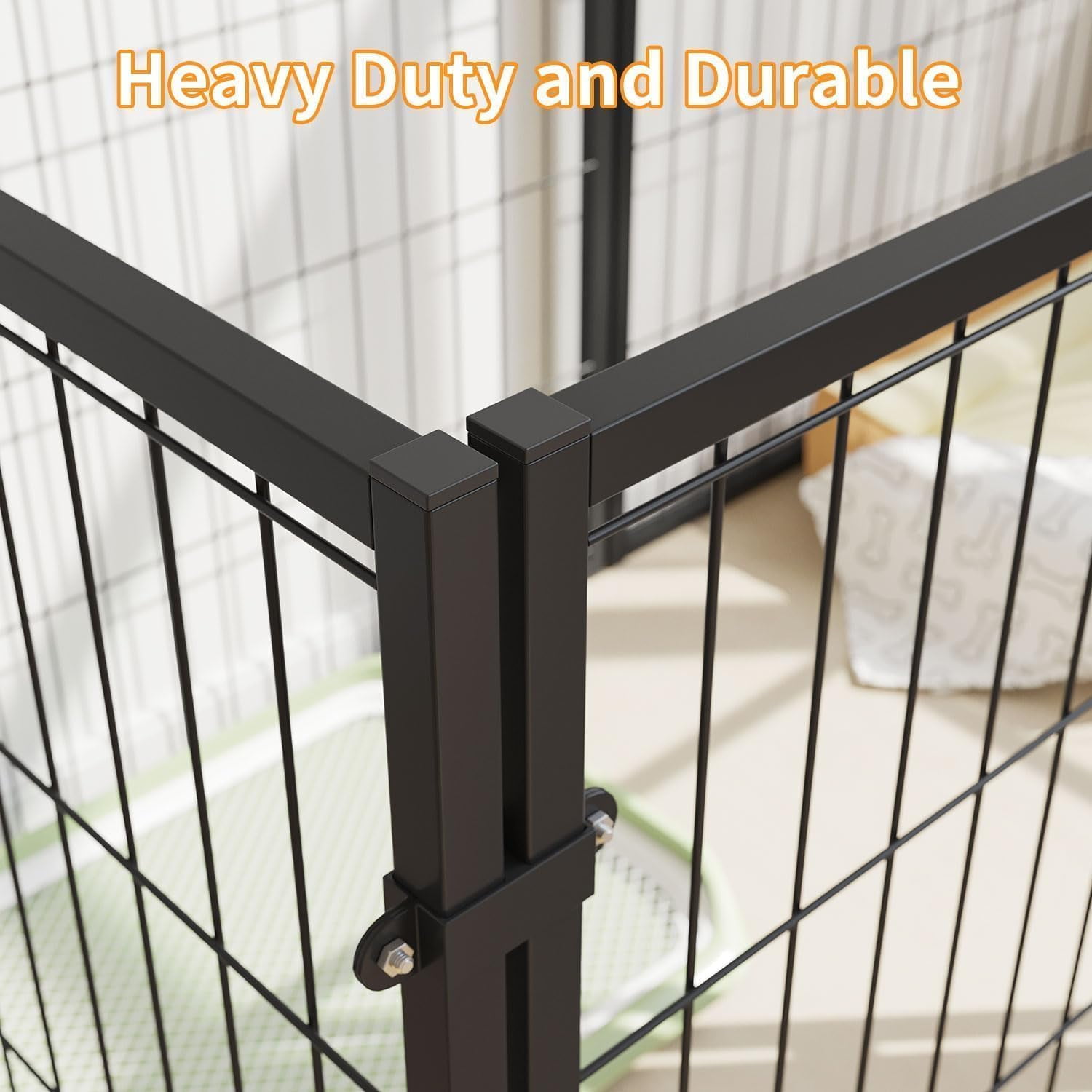 Acekid Heavy Duty Dog Crate 48 Inch&nbsp;- Indestructible Escape-Proof Metal Dog Kennel, Furniture Style Pet Cage for Large/Medium/Small Dogs, Three-Sided Design, Indoor & Outdoor Use