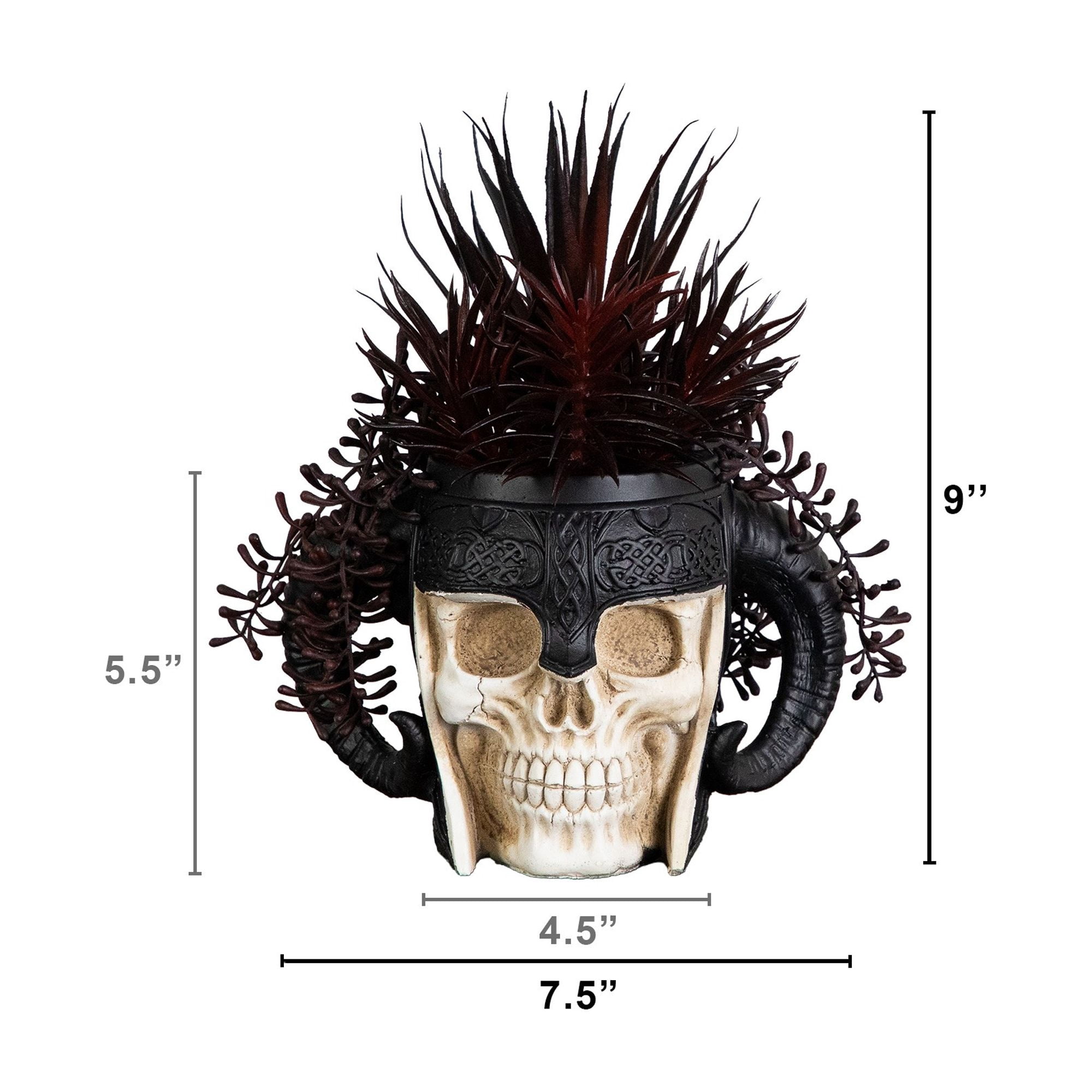 9in. Artificial Halloween Succulent Garden in Warrior Skull Planter