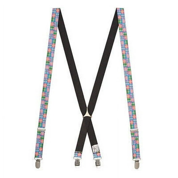 SuspenderStore Pink Madras Suspenders - 1-Inch Wide Elastic - Clip - 2 Sizes