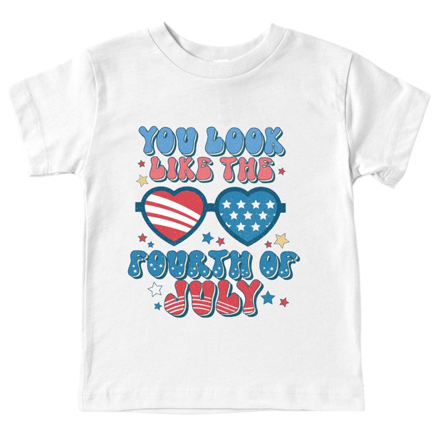 Blusa y Camiseta Gibobby de Manga Corta Unisex para Niños y Adolescentes Estampado del Día de la Independencia Blanco 9-10 Años