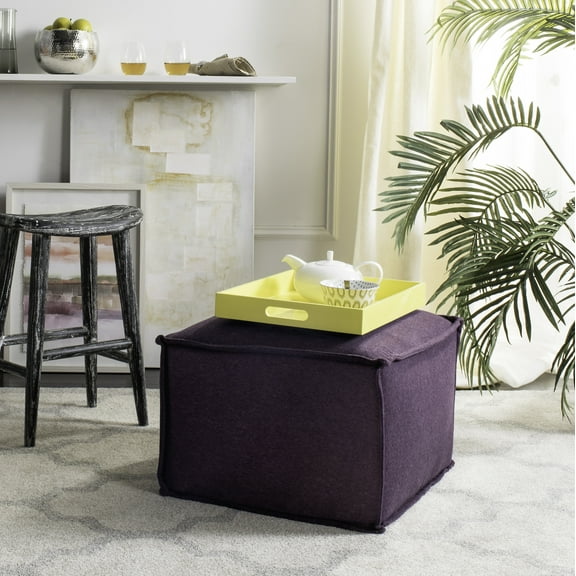 SAFAVIEH Elaine Solid Plush Upholstered Pouf, Plum