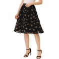 thumbnail image 1 of Unique Bargains Women's Floral Print Flowy Tiered Ruffle Skirt Blacks S, 1 of 5