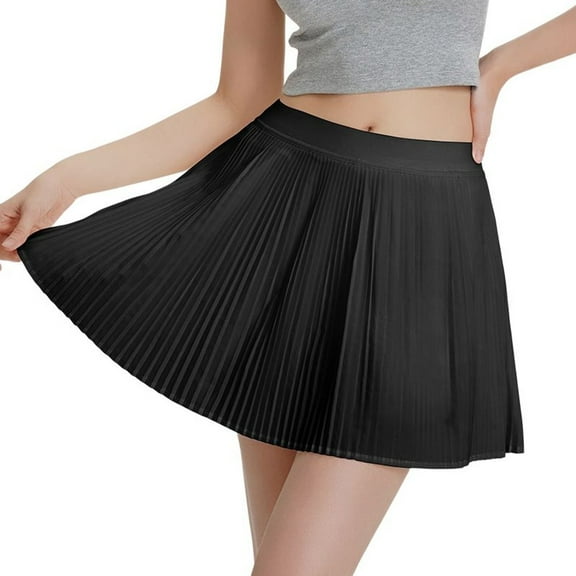 SWSMCLT Women's Tennis Skirt Athletic Skort Cute Summer Casual Scooter Skirt Elastic Waist High Waisted Black 12
