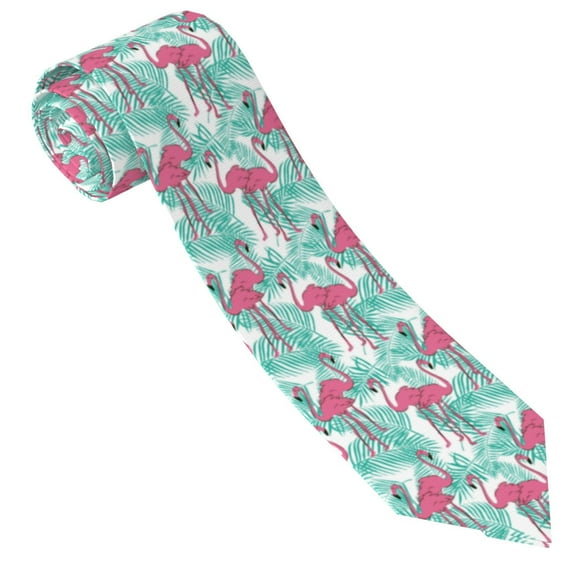 Salouo Flamingo Pattern Men's Silk Ties 4.7"Necktie for Men Formal Ties Business Necktie Men's Wedding Fashion Accessory