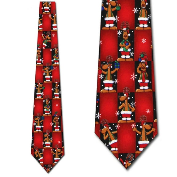 Reindeer Checkered Necktie Mens Tie by Tieguys