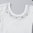 thumbnail image 5 of Lejafay Little Girls Shiny Rhinestones Neck Short Sleeve Ballet Leotard Tutu Skirts Lyrical Dance White 8, 5 of 7