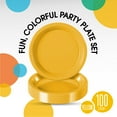 thumbnail image 2 of Exquisite 10" Heavy Duty 350 GSM Yellow Disposable Party Plastic Plates - 100 Count, 2 of 7