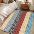 thumbnail image 4 of Boho Orange Area Rug 4x6 FT, Non Slip Kids Room Carpet, Yellow Geometric Stripes Turquoise Bohemia Washable Soft Floor Carpet Non-Shedding Throw Rug for Dorm Kitchen Study Room Home Office Bedside, 4 of 9