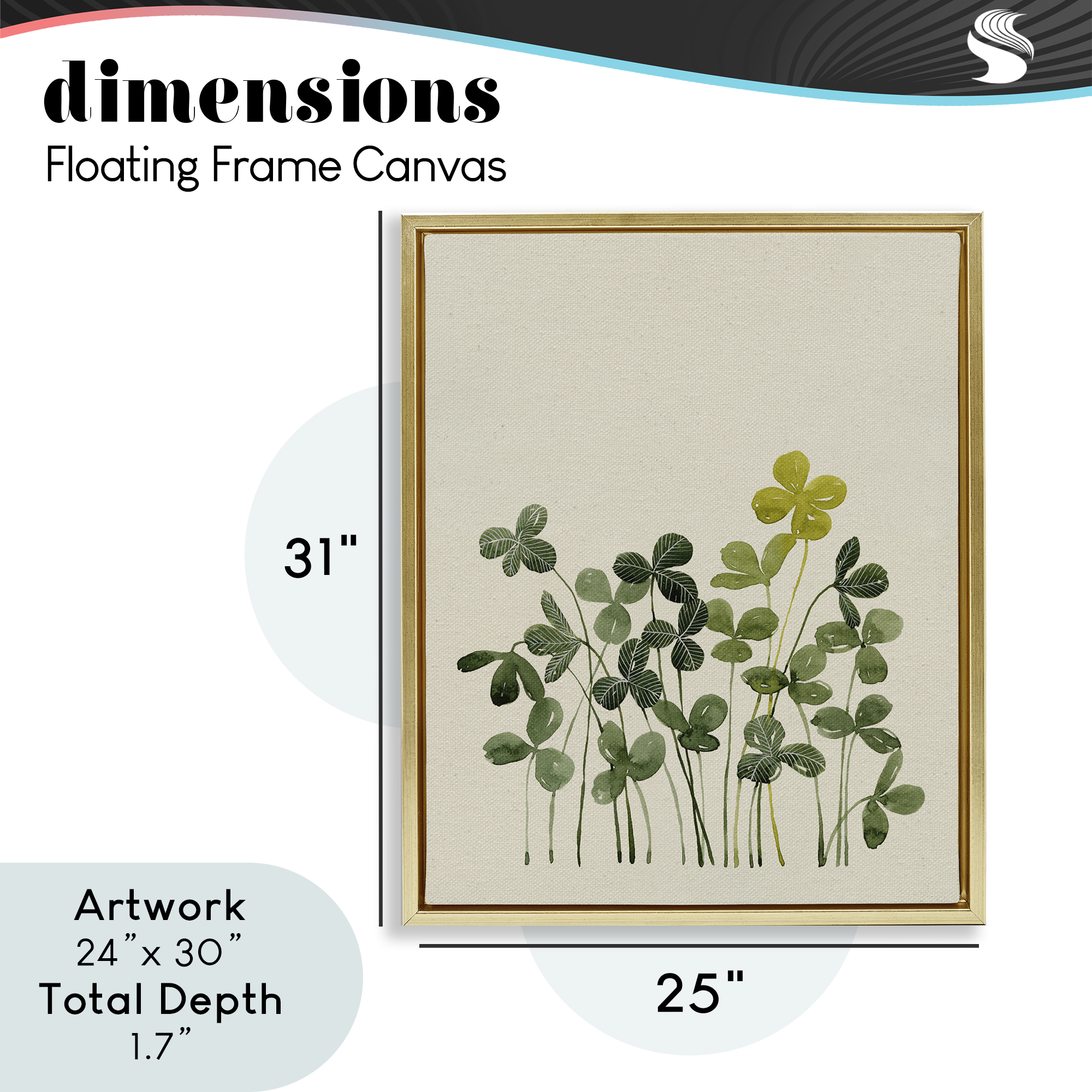 Hidden Gems Botanicals Gold Framed Floater Canvas Wall Art, design by Grace Popp