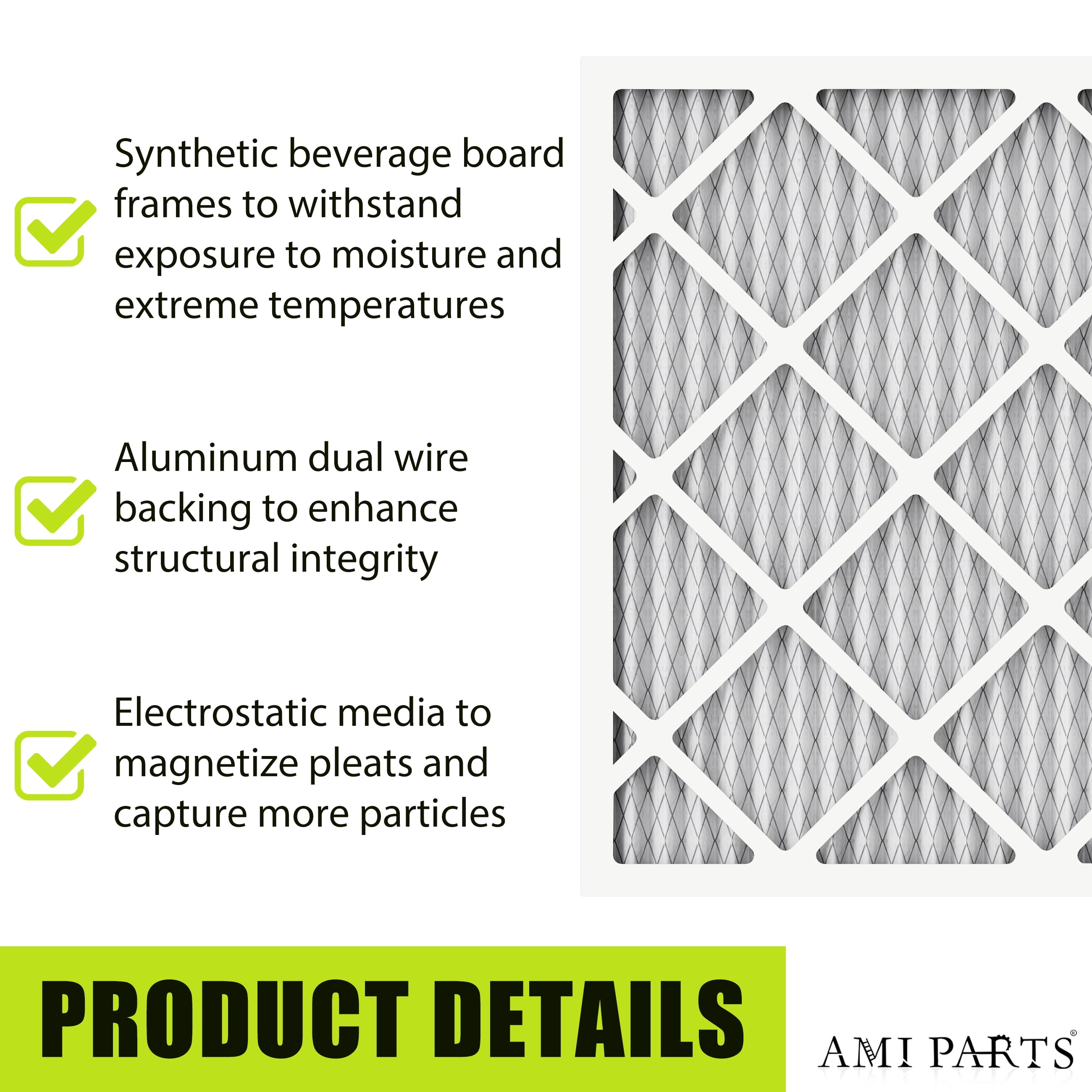 AMI PARTS MERV8 16x20x1 Furnace Air HVAC Filter for Dust Reduction,6 Filters