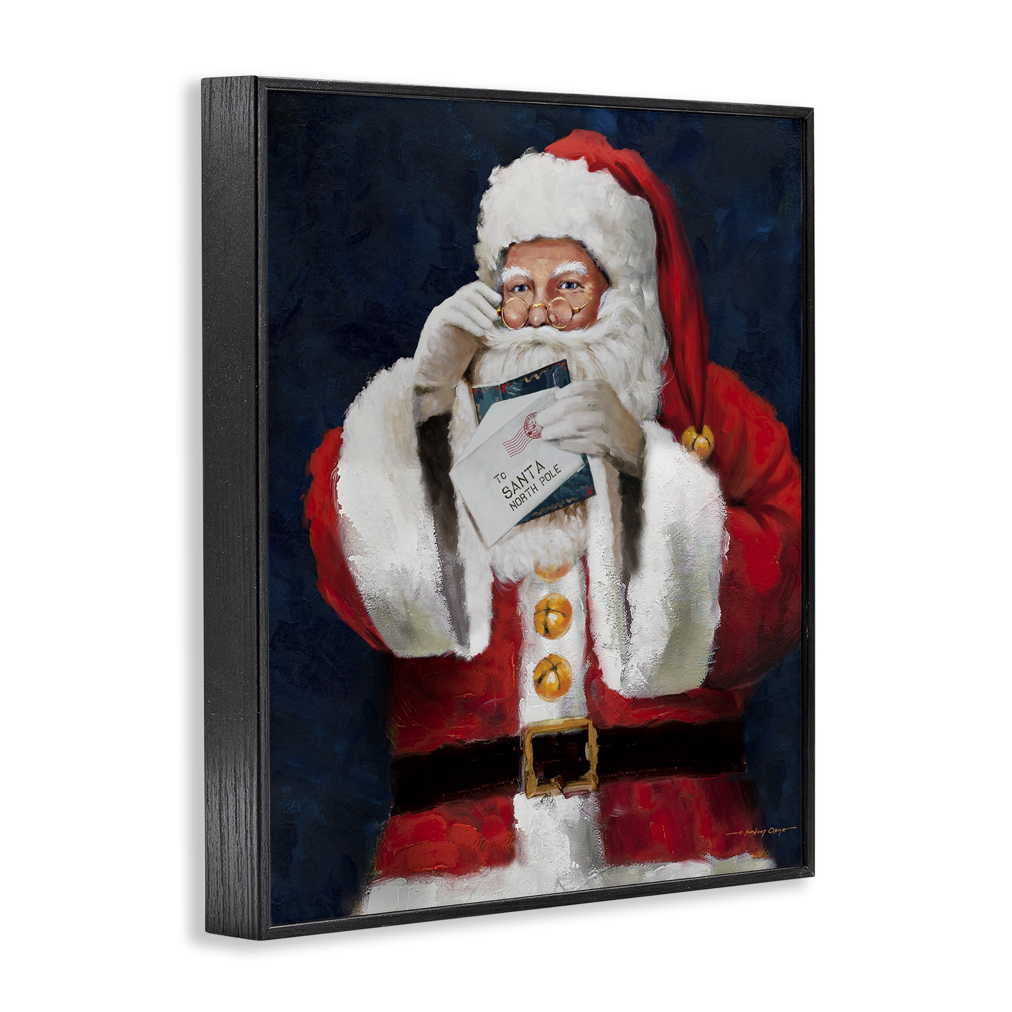 Stupell Industries Santa & Christmas Mail Holiday Painting Black Framed Art Prints Wall Art, 24 x 30