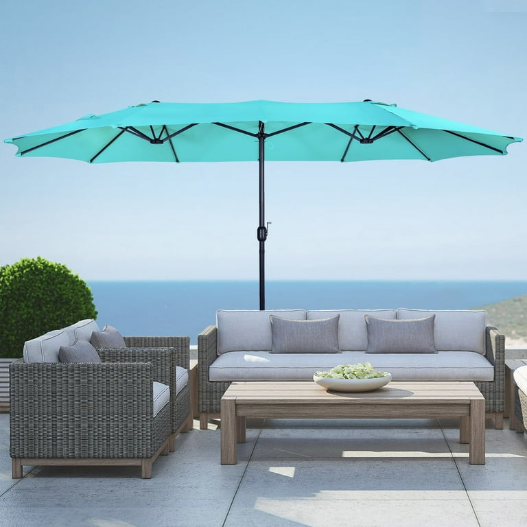 best half round patio umbrella Nature Spring 9Ft Half Patio Umbrella, Beige, 301700FHU