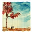 thumbnail image 3 of Ambesonne Tree Shower Curtain, Watercolor Art Bench, 69"Wx84"L, Orange Blue, 3 of 5