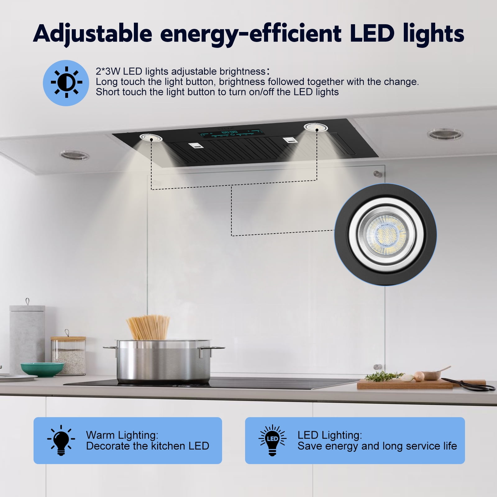 900 CFM Range Hood Insert 30 inch, Ducted/Ductless Convertible Duct , Stainless Steel Vent Range Hoods