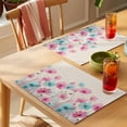thumbnail image 4 of Blue Pink Flowers Placemats Set of 6 Spring Garden Floral Rustic Burlap Place Mats Indoor Wipeable Table Mats Washable Cloth Dining Table Placemats for Kitchen Holiday Party Home Decor 13x19 Inch, 4 of 9