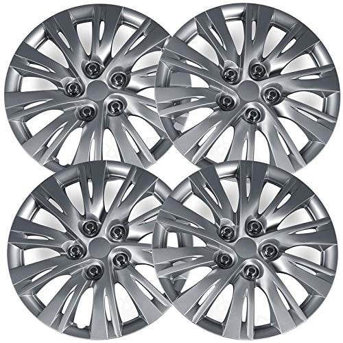 MotorUp 16 inch Silver ABS with Bolt Covers Standard Push-On Hubcaps w 10 Split Spoke Compatible with Toyota Camry 2012-2014 for Steel Wheels Only (Not Compatible with Alloy Rims)