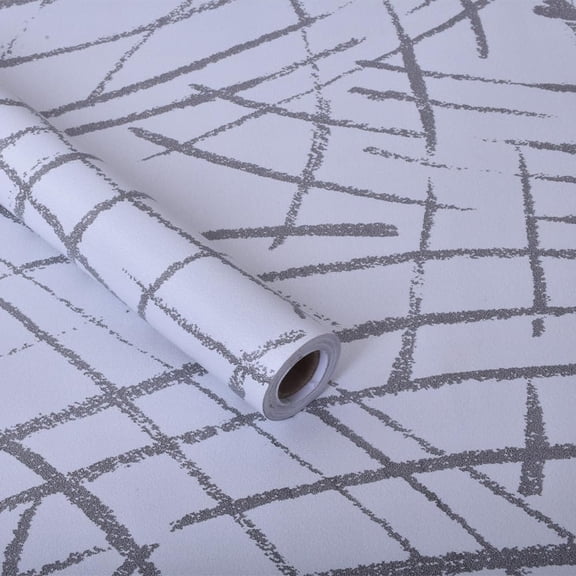 Grey Geometric Wallpaper Modern Abstract Wallpaper Peel and Stick 17.5" x 118" Removable