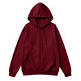 thumbnail image 6 of Resicozy Zip Up Hoodie Men Long Sleeve Solid Color Plain Hooded Sweatshirts Casual Fall Spring Track Jackets with Pockets Wine M, 6 of 7