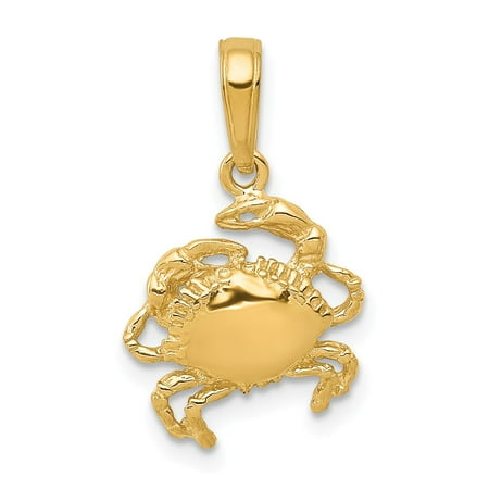 Yellow Gold Crab Charm - 14k Yellow Solid Gold Crab Pendant for Necklace