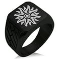 thumbnail image 1 of Stainless Steel Apollo Greek God of Sun Geometric Pattern Biker Style Polished Ring, 1 of 1