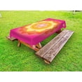 thumbnail image 1 of Lotus Outdoor Tablecloth, Mandala with Planet Figures Cosmos Galaxy Themed Ethnic Graphic Art Print, Decorative Washable Fabric Picnic Tablecloth, 58 X 120 Inches, Hot Pink Yellow Red, by Ambesonne, 1 of 2