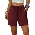 thumbnail image 6 of Only Moment Shorts for Women Polyester with Pockets High Waisted Stretch Knee Length Shorts for Women Summer Walking Spandex Shorts Wowomen Wine,2XL, 6 of 8