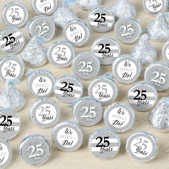 Big Dot of Happiness We Still Do - 25th Wedding Anniversary - Anniversary Party Small Round Candy Stickers - Party Favor Labels - 324 Count