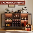 thumbnail image 5 of Wine Bar Cabinet with LED Light, Home Coffee Cabinet with Wine Rack and Glass Holder, Adjustable Shelf, Modern Liquor Cabinet with Storage Cabinet & Open Shelf for Living Room Dining Room, 5 of 7