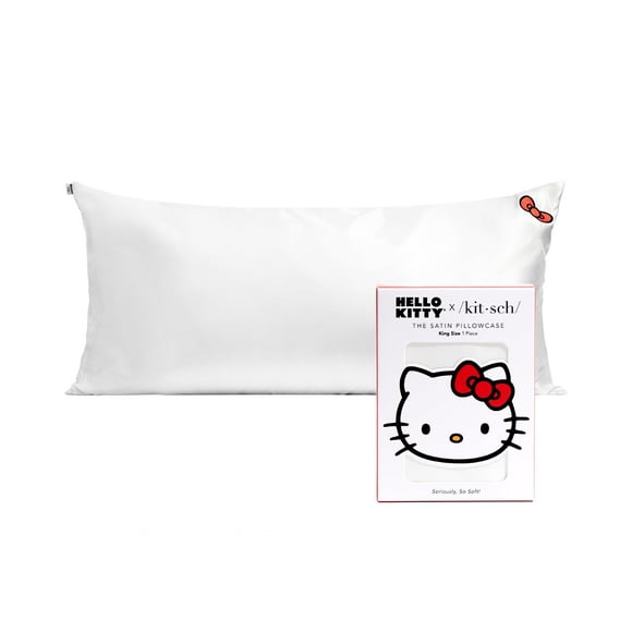 Funda de almohada satinada Kitsch x Hello Kitty, tamaño king, color marfil