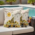 thumbnail image 5 of Bees Dwarfs Pillow Covers 2 Pack Yellow Sunflowers Branch Spring Flower Plant Vintage Pillowcase Waterproof Outdoor Throw Pillow Cover for Patio Garden Square Cushion 18”x18”, 5 of 9