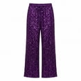 thumbnail image 6 of ClodeEU Women's Drawstring High Waist Glitter Sequin Wide Leg Pants,Casual Loose Trousers ,Women's Plus L, 6 of 6