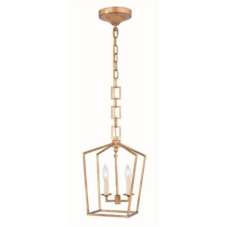 

15.5 x 9.5 x 9.5 in. Denmark 2 light Golden Iron Pendant