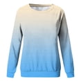thumbnail image 3 of LUOGENLI Hoodies Sweatshirts for Girls Kids Girls' Autumn and Winter Gradient Printed Round Neck Long Sleeved Casual Hoodless Sweatshirt Light Blue 9-10 Years, 3 of 3