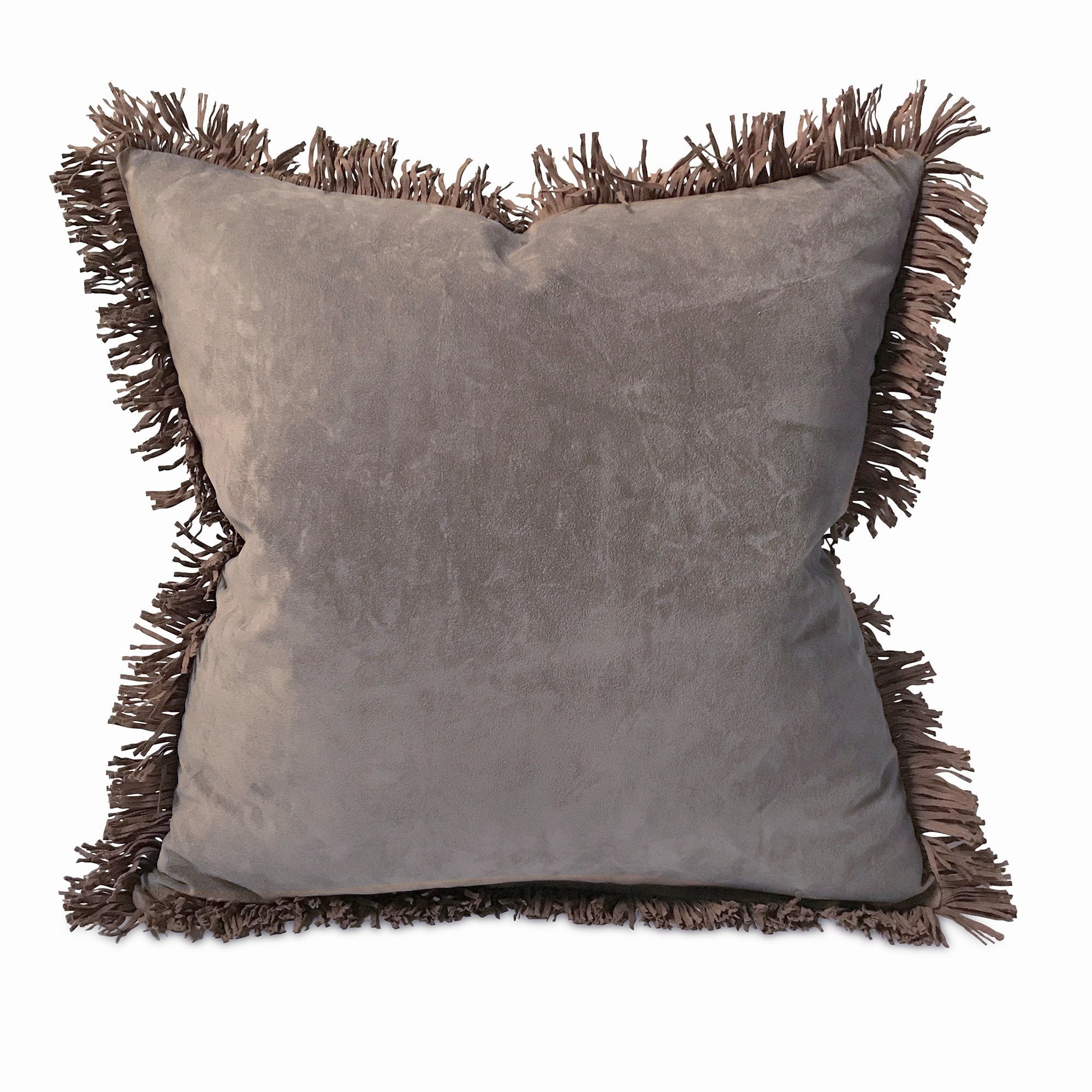 Southwestern Suede Fringe Trim Pillow Cover 17" x 17"