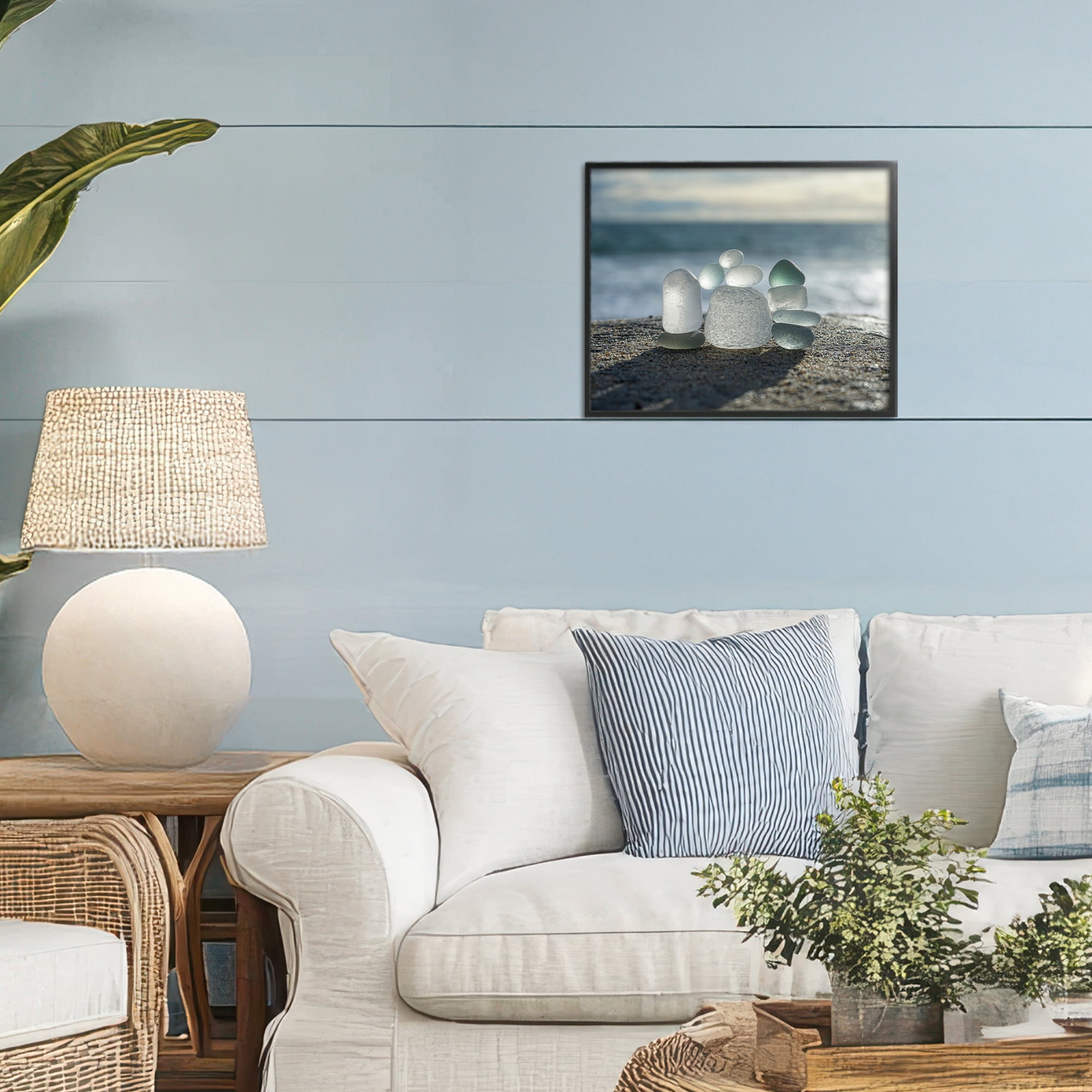 Stupell Industries Balancing Sea Glass Pebbles Black Framed Giclee Art, design by LMarie Allen