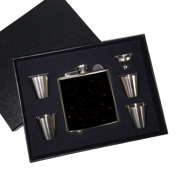 KuzmarK 6 oz. Stainless Steel Flask Set in Black Presentation Box -  Kitty Cat Paw Eyes