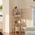 thumbnail image 3 of LELELINKY 4-Tier Corner Shelf with Sturdy Base, 40" Tall Narrow Bookcase for Small Spaces, Wood Display Shelf for Living Room, Natural, 3 of 8