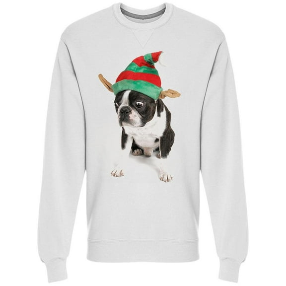 Boston Terrier Elf Sweatshirt Men -Image by Shutterstock, Male Small
