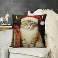 thumbnail image 2 of YINGXI  Hopyeer Merry Christmas Animals Home Sofa Couch Decoration Throw Pillow Covers Vintage Style Xmas Cute Cat in The Santa Hat Pillowcase Cushion Cove(CA-Cat) 24x24in, 2 of 5