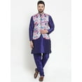 thumbnail image 2 of ELINA FASHION Men's Indian Raw Silk Kurta Pajama And Nehru Jacket (Waistcoat) || Ethnic Wedding Diwali Puja Set, 2 of 6