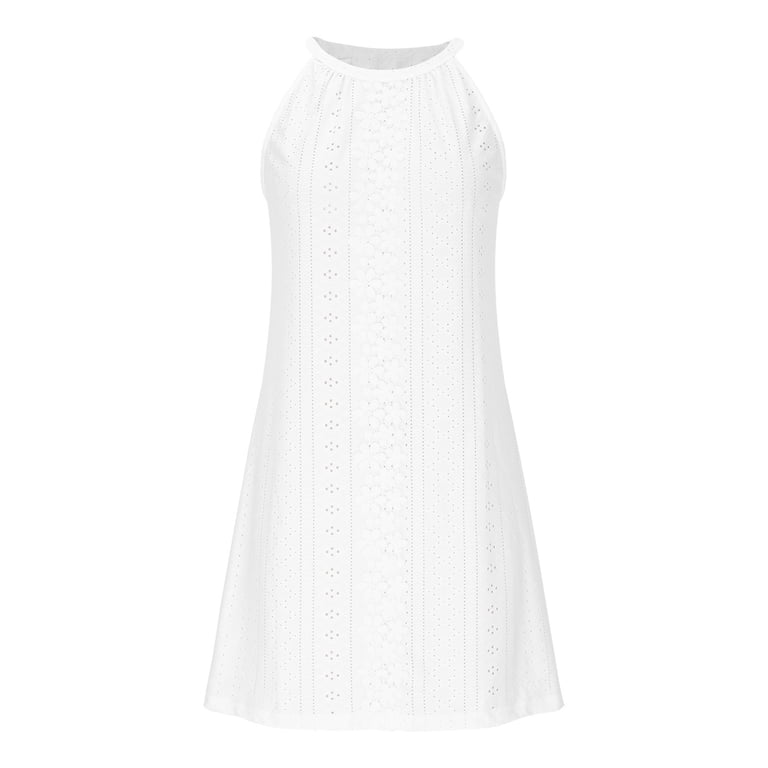 knee length dresses for ladies Crochet Patchwork Sleeveless Dress – English Factory