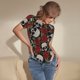 thumbnail image 3 of Balery Red Rose Skull Body de cuello redondo de manga corta para mujer Tops de manga corta Tops básicos-Large, 3 of 7
